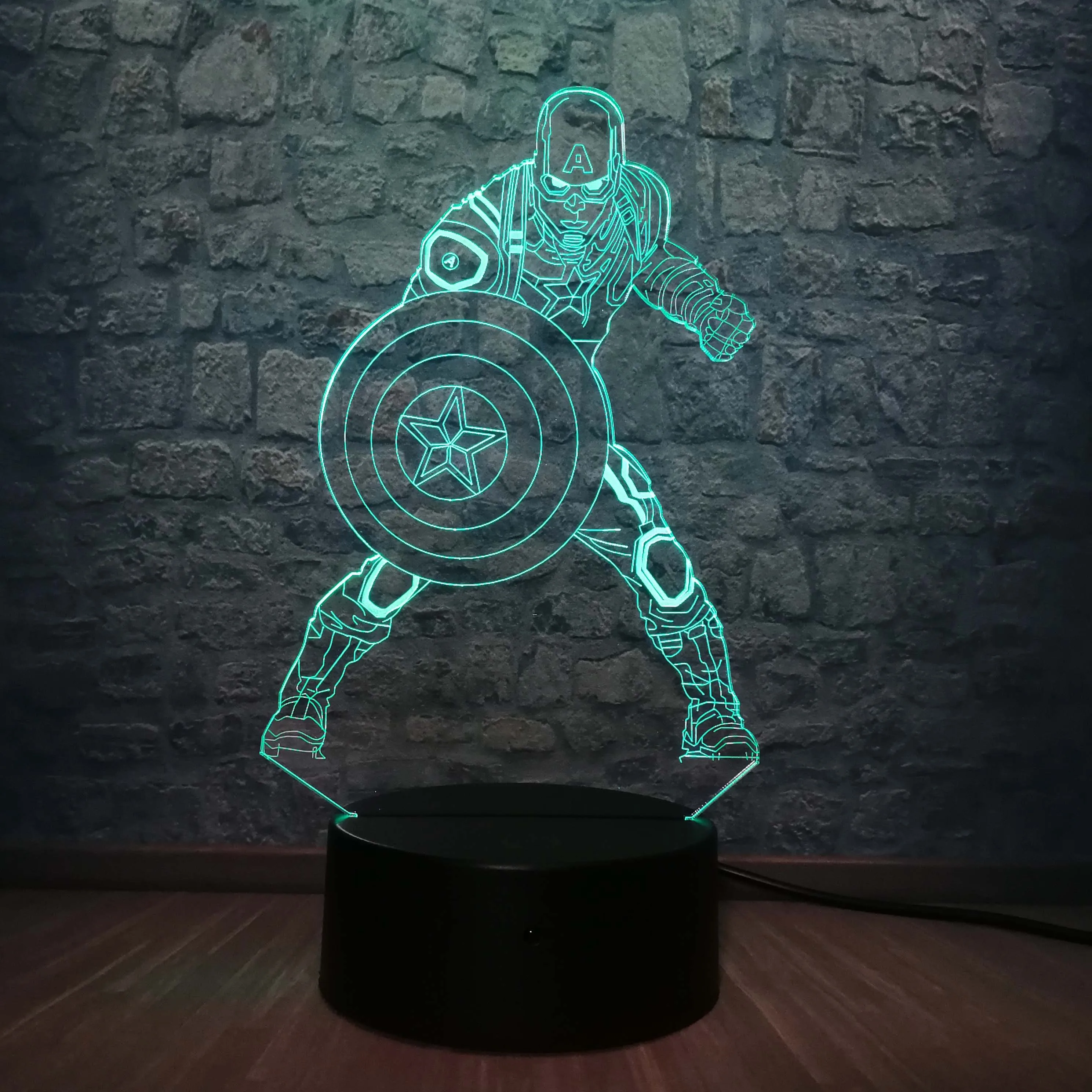 Marvel Movie Captain America Shield figing 3D светодиодный Светильник настольный ночник иллюзионный