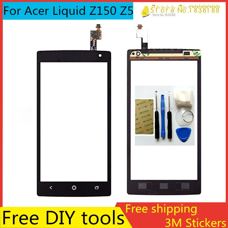 Free DIY Tools 3M Stickers Original New Touch Screen For Acer Liquid Z150 Z5 Glass Capacitive