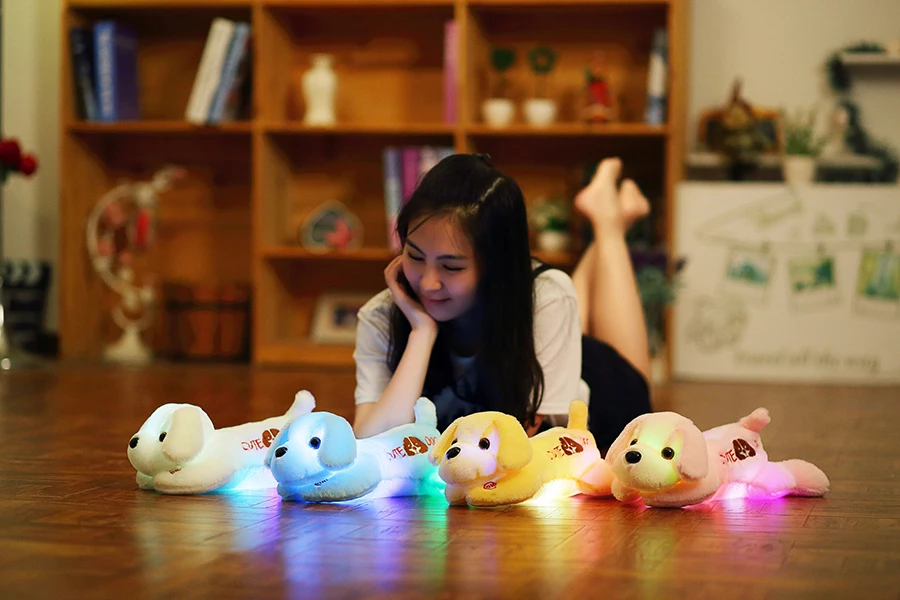 32 см плюшевая собака кукла с красочным Светодиодный светильник светящиеся собаки с вышивкой детские игрушки для девочек детский подарок на день рождения