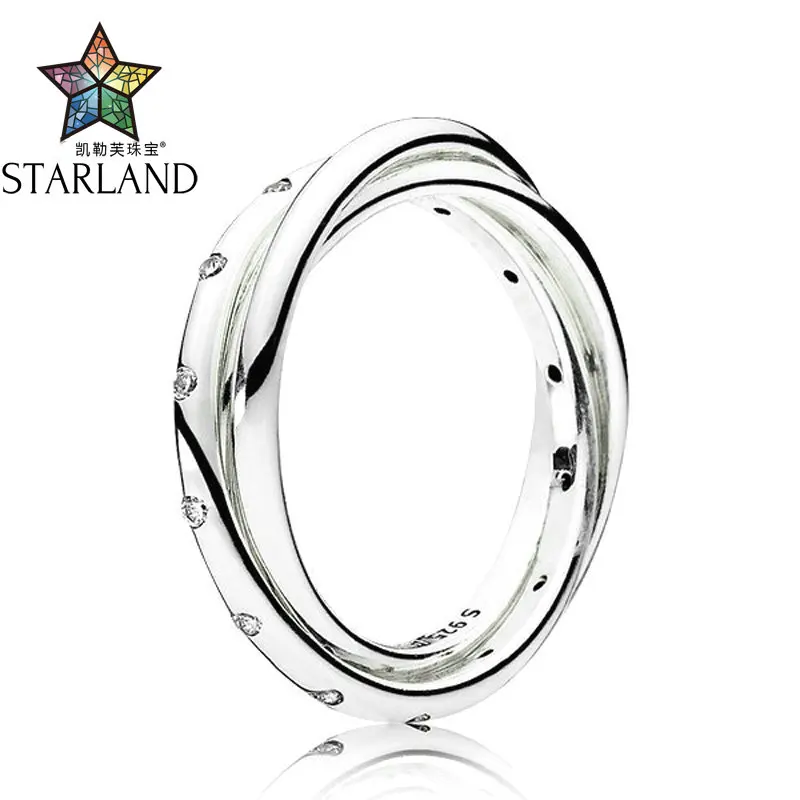 

Starland Fine Detail Authentic 925 Sterling Silver 3 Circle Clear CZ Smooth Cross Rings for Women Engagement Jewelry Gifts