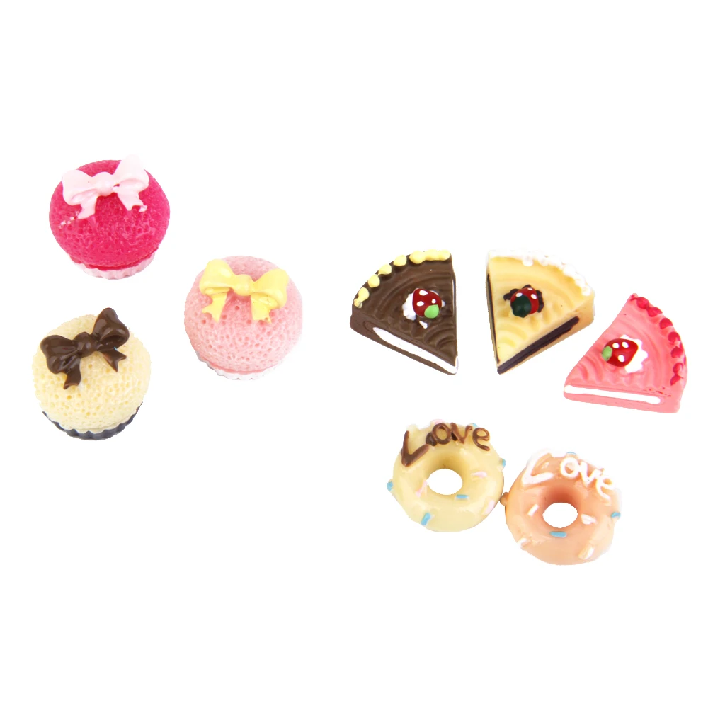 8 pcs Mixed Resin Assorted Cakes 1/12 Scale Dollhouse Miniature Doll Kitchen Accessory Decoration