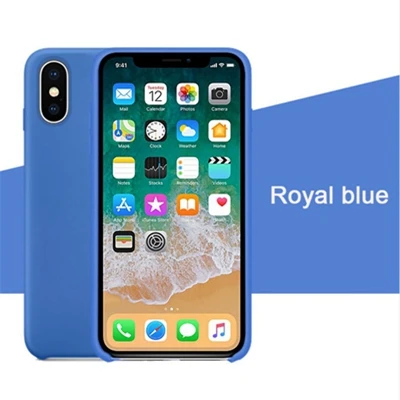 Официальный силиконовый чехол с логотипом для iphone 7 8 Plus чехол для iphone X XS Max XR XS 6 6S Plus для iphone чехол с логотипом s - Цвет: Royal Blue