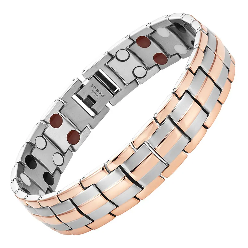Escalus Модные мужские магнитные ювелирные изделия серебряный цвет браслет для мужчин 4в1 Joyas нержавеющая сталь германий Шарм Новые Горячие браслеты - Окраска металла: MBS176T
