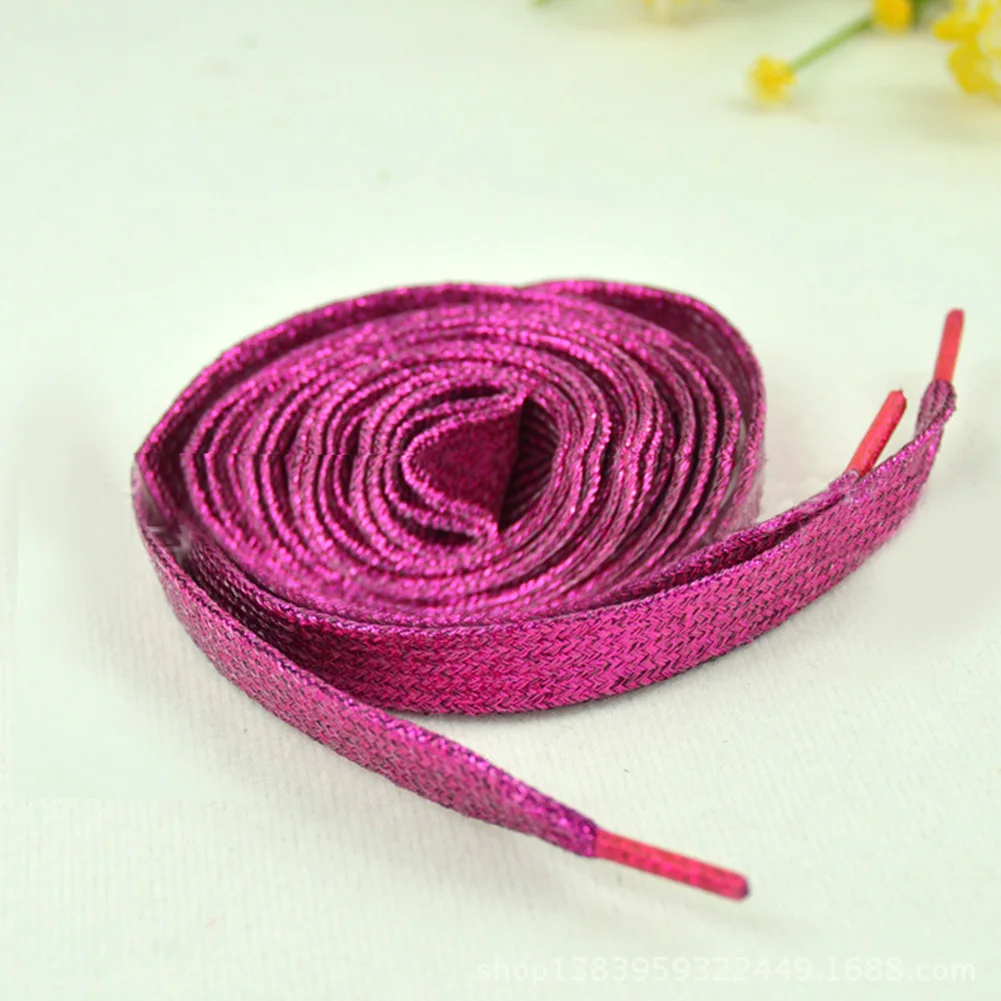1 пара блестящих золотых и серебряных спортивных кроссовок плоские шнурки Цветные Шнурки - Цвет: rose