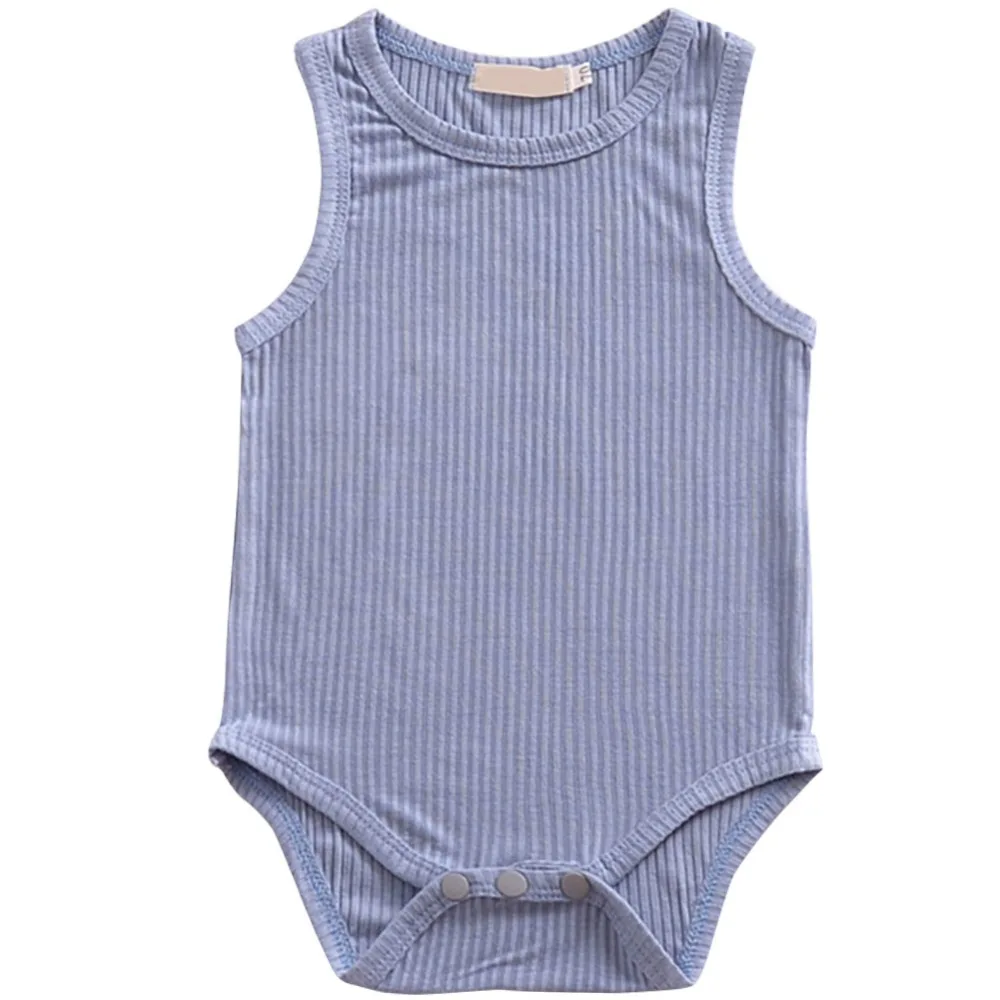 Toddler Infant Newborn Baby Boys Girls Ribbed Sleeveless Romper