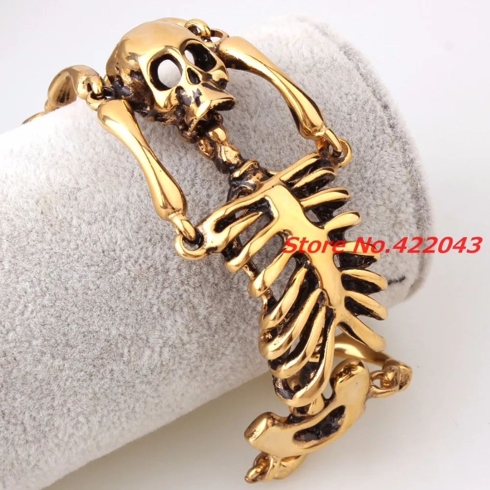 Pulsera Calavera Esqueleto PROSTEEL - Acero Inoxidable, 20 Cm, Estilo Gótico Rockero, Regalo Hombre