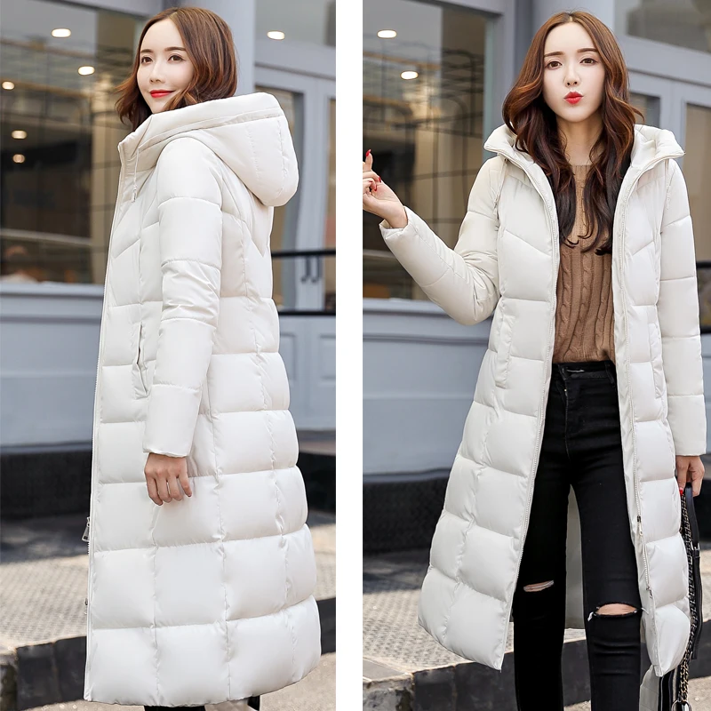 Высококачественная женская зимняя куртка с воротником-стойкой и капюшоном, Длинная тонкая женская зимняя куртка s, теплая верхняя одежда для женщин, пальто, парка