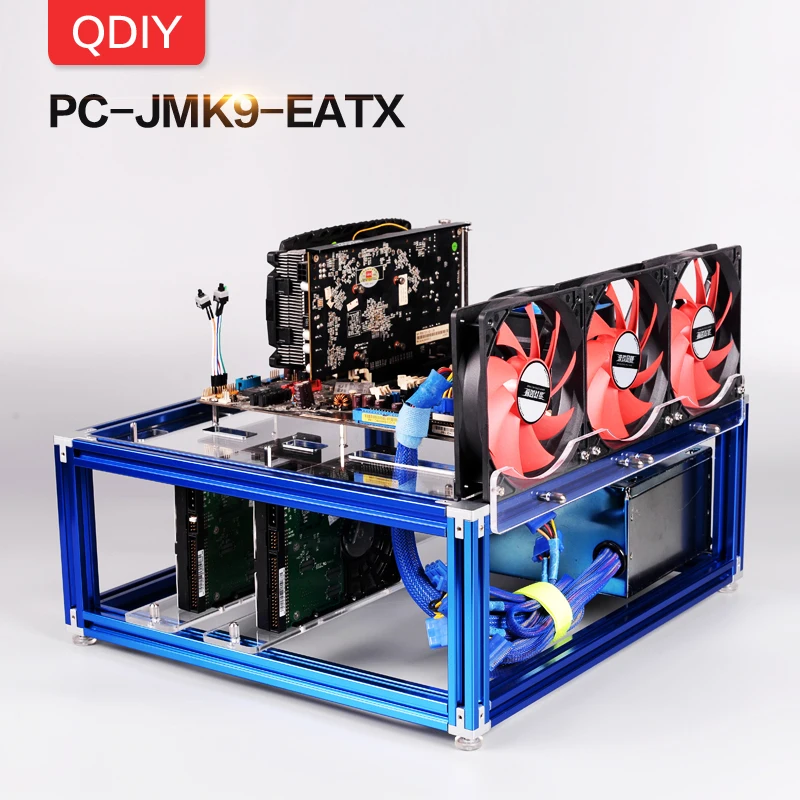 QDIY PC-JMK9, новинка, заказной большой E-ATX, полностью открытый летний алюминиевый блок, платформа водяного охлаждения, игровой плеер, ПК, чехол для компьютера