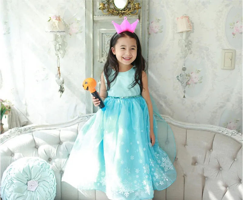 Одежда для маленьких девочек; длинное платье Эльзы для свадебной вечеринки; платье-пачка принцессы Анны со снежинками и блестками; Infantil Vestido Roupa для детей
