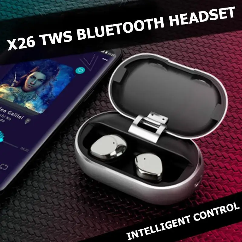 X26 TWS Водонепроницаемая Смарт Bluetooth 5,0 гарнитура с шумоподавителем с зарядкой Cas