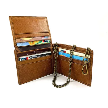 

FRID BLOCKING Mens Genuine Leather Card Holder/Money Wallet With Saft Chain