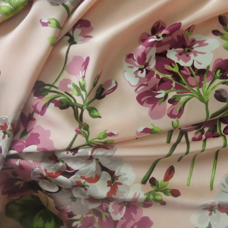 

Soft Wedding Large Flowers Dress Cloth Lycra Crepe Charmeuse Satin Fabric White Pink