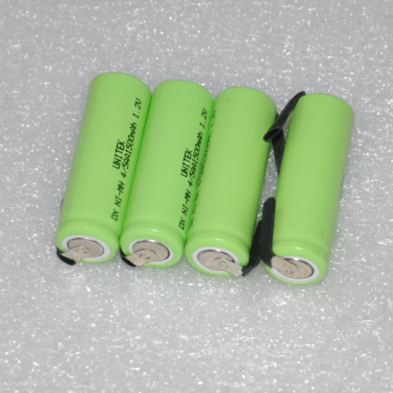 

UNITEK 2 4PCS 4/5AA rechargeable battery 1.2V 1500mah 4/5 AA ni-mh nimh 14430 cell with welding tab pins for DIY electric shaver