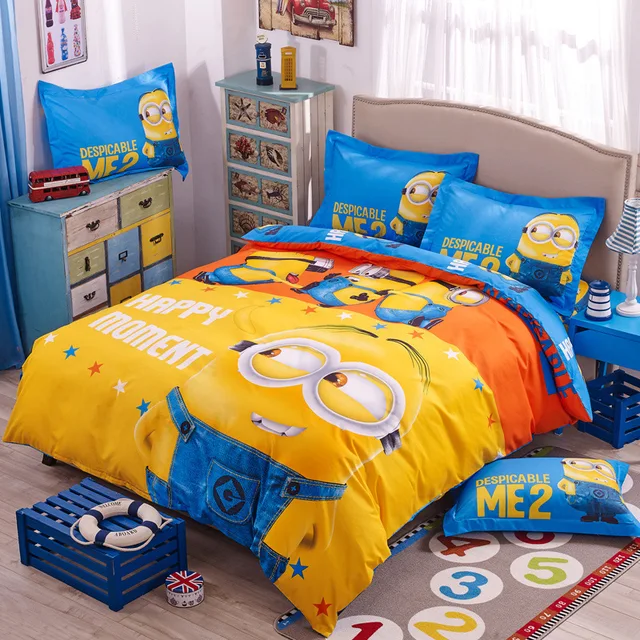 Us 32 08 3d Cartoon Minions Bettwaschesatz Baumwolle Despicable Me Bett Set Fur Erwachsene Kinder Geschenk Bettbezug Bettlaken Kissenbezuge In 3d