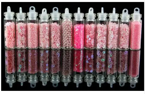 12 бутылок Блестки для ногтей искусство ювелирные изделия вещи ручной работы блестка DIY смолы ремесло косметический Декор Bling хлопья аксессуары - Цвет: DIY0091-pink