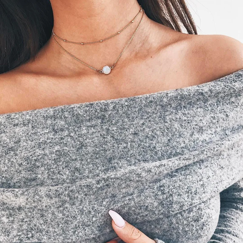 

New Necklace Sweet Wind Europe And America Multi-layer Bead Chain Imitation Pearl Necklace Fashion Popular Simple Necklace
