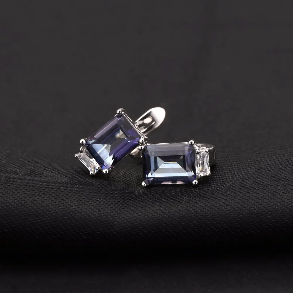 Gem's балетные 925 пробы серебряные Простые Офисные серьги 3.11Ct натуральный иолит синий мистик кварц серьги гвоздики хорошее ювелирное изделие