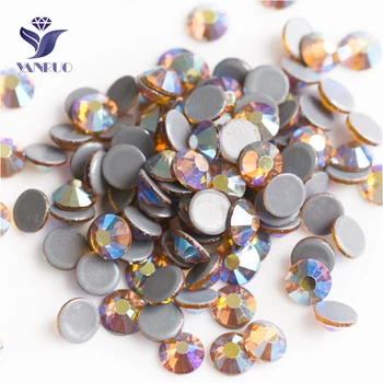 

YANRUO 2058HF All Sizes Topaz AB Glass Stone Flatback Hot Fix Loose Crystal Rhinestones Hotfix Strass For Clothing