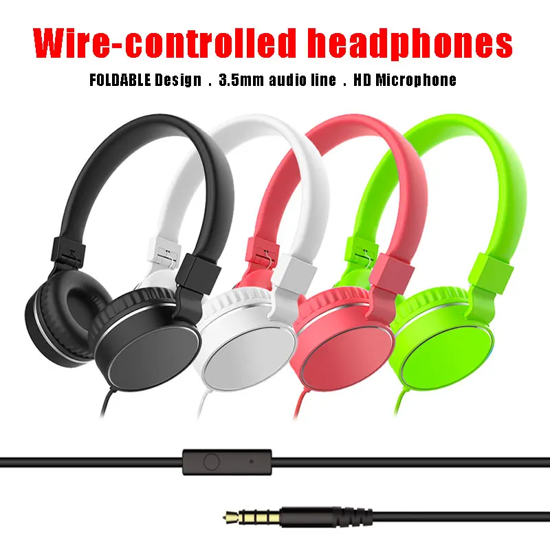 New Design Foldable Cute Kids Headset With Mic Earphone For Mp3 Player Smartphone Candy Color Headphone Headsets