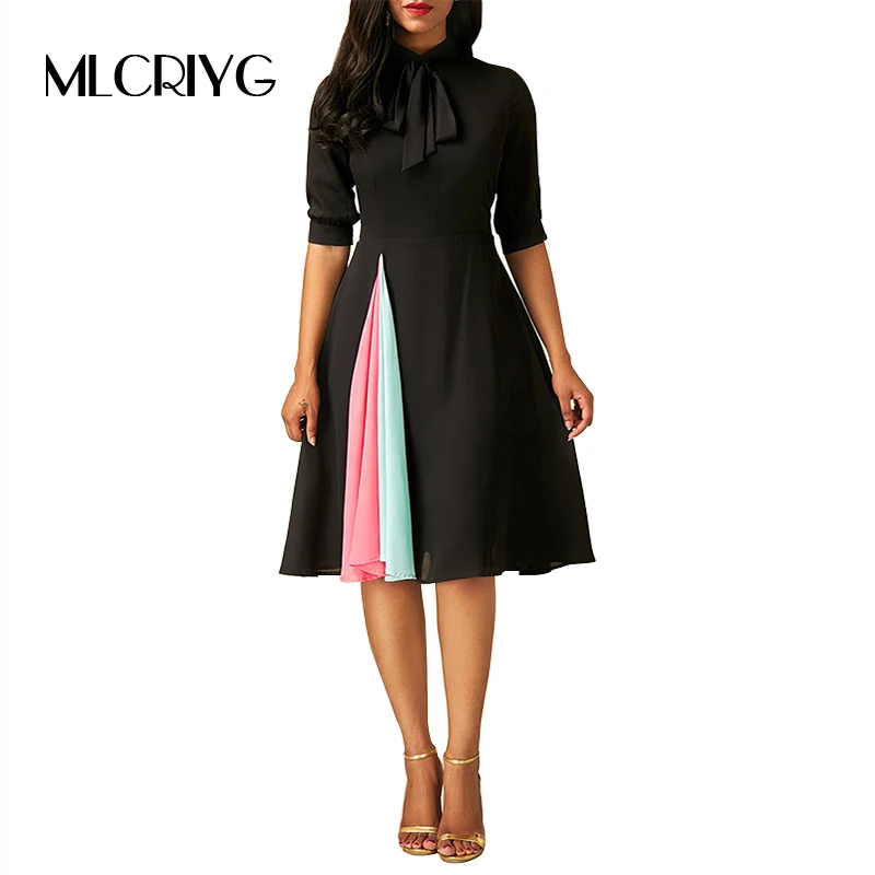 MLCRIYG 2018 Spring Office Lady font b Dress b font font b Vintage b font Style
