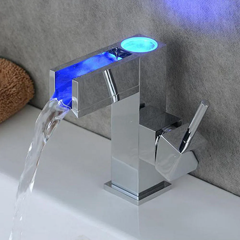 

LED Sink Light Faucet Kitchen Temperature Control Change Colors Saving Tap Luminous Bathroom Kitchen Faucet Shower Tap #Z