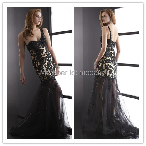 Black evening dress porn/ one shoulder dress pattern/ mermaid sexy backless  prom dress CL0064 - AliExpress