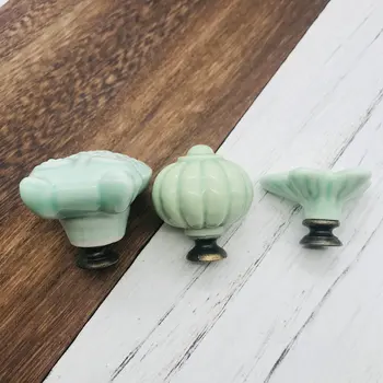 1pcs Fresh Green Cabinet Handles American style Kitchen Drawer Knobs Cupboard Door Handles Kids room Furniture Handle Hardware