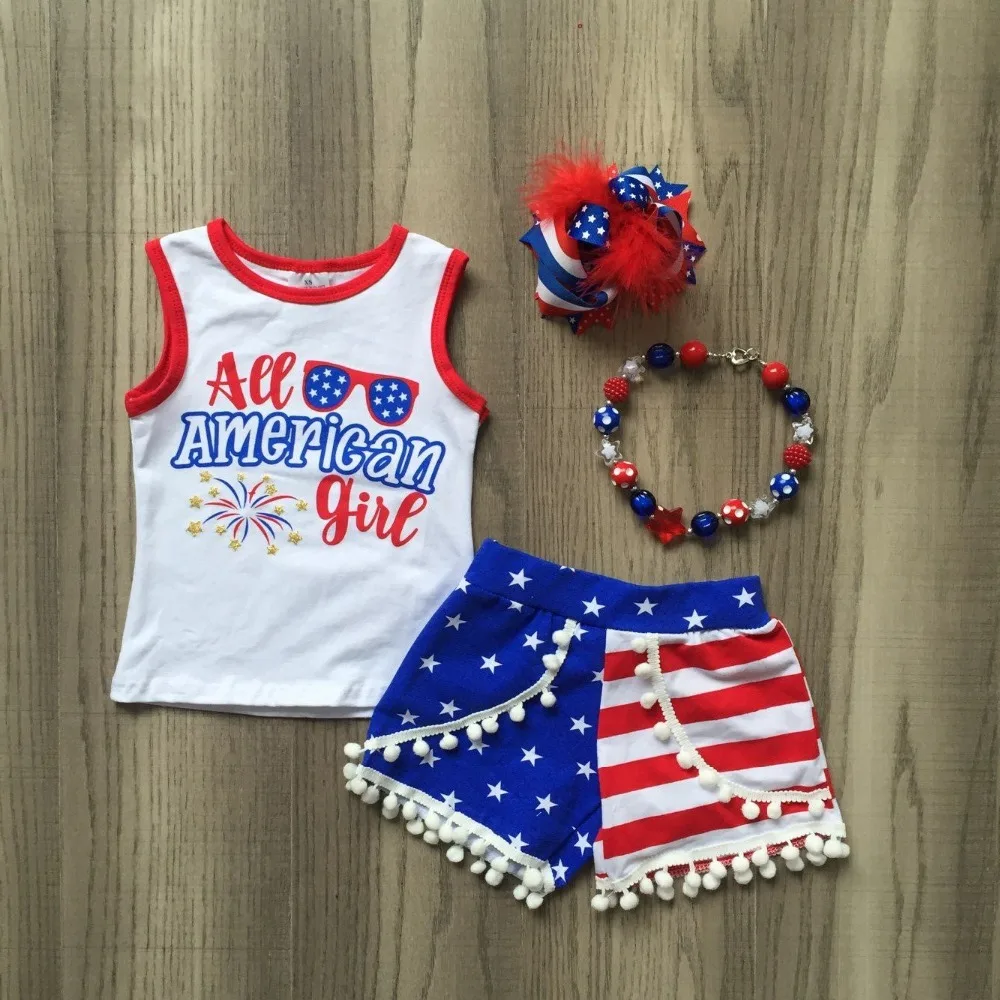 

hot new arrival baby girls summer boutique clothing American girls clothes independence day outfits with accessories