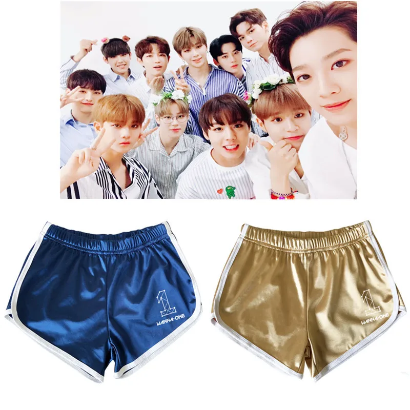 Популярные брюки kpop WANNA ONE the same с буквенным принтом легкие эластичной резинкой на