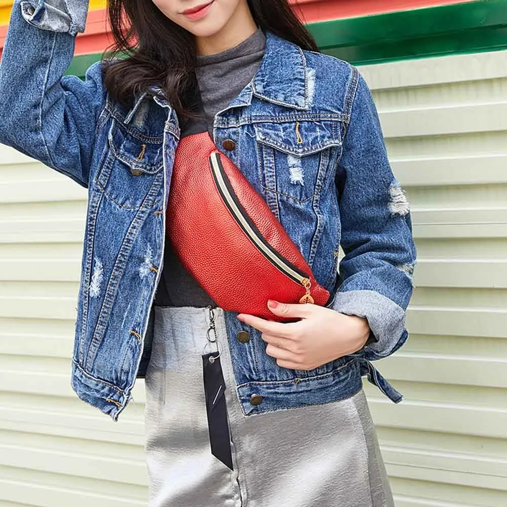 

2019 New Fashion Women Casual Waist Bag Solid Student Sports Purse Canvas Breast Package Messenger Bag @8