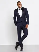 Latest Coat Pant Designs Navy Blue Formal Custom Wedding Suits For Men Groom Best Man Beach Slim Fit 2 Pieces Masculino P6