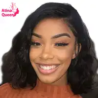 ความหนาแน่น 180 สั้น Bob วิกผม 13x6 ลึกลูกไม้ด้านหน้าผมมนุษย์ Wigs สำหรับผู้หญิงก่อน Plucked เด็กผม Remy สีดำ Body Wave