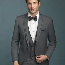 Портной сделанный серый свадебный смокинг Лучший мужской костюм итальянский стиль 3 шт Свадебные Выпускные вечерние костюмы для мужчин костюм жениха
