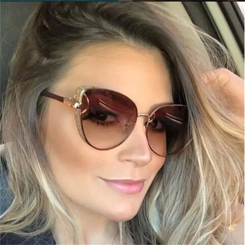 

Gothic Steampunk Cat Eye Sunglasses Luxury 2018 Trend Brands Transparent Brown Sun Glasses Men Thick Frame Shades For Women