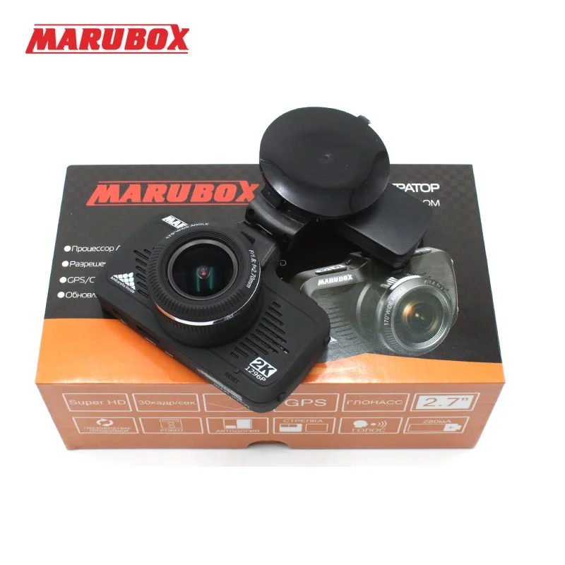 Видеорегистратор Marubox M330 с GPS 2 в 1 Super Full HD 1296P угол обзора 170 градусов русский