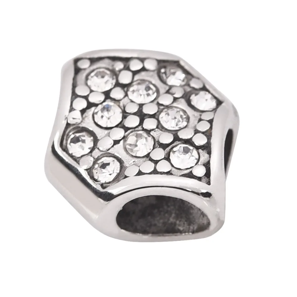 

Stainless Steel Beads Double Hole 4mm Metal Slide Bead with Rhinestone for DIY Bracelet Charm Jewelry Making Components Findings
