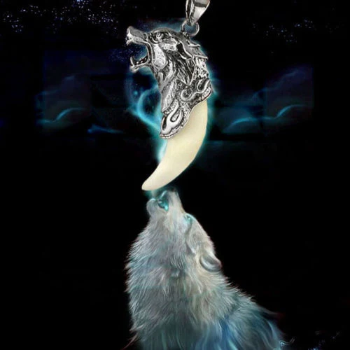Cool Brave Men Wolf Head Tooth Pendant Necklace Domineering Jewelry Fashion Gift men's necklace mens chains