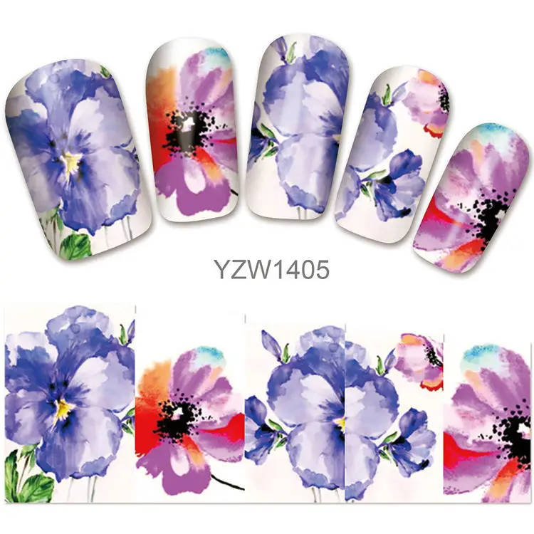 

2018 New Models, Watermark Stickers, Chrysanthemums, Small Fresh Nail Applique, Nail Stickers.YZW1405