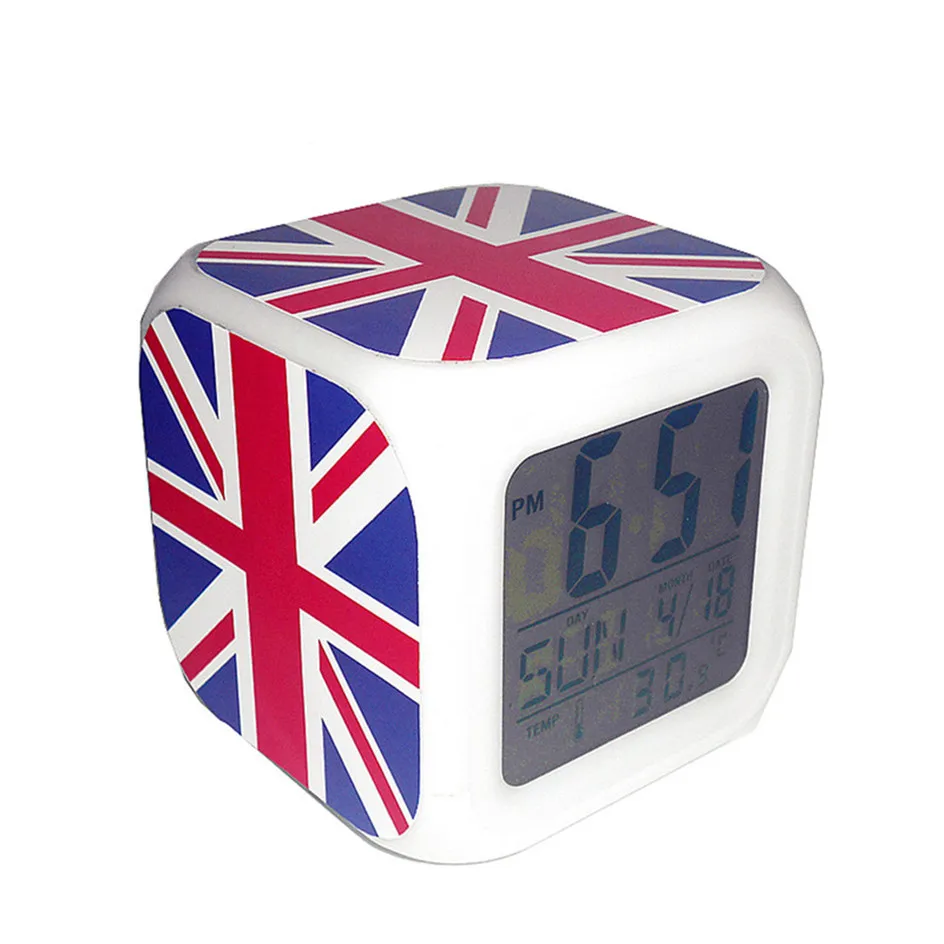 New Led Alarm Clock UK England National Flag Creative Desk Table Clock