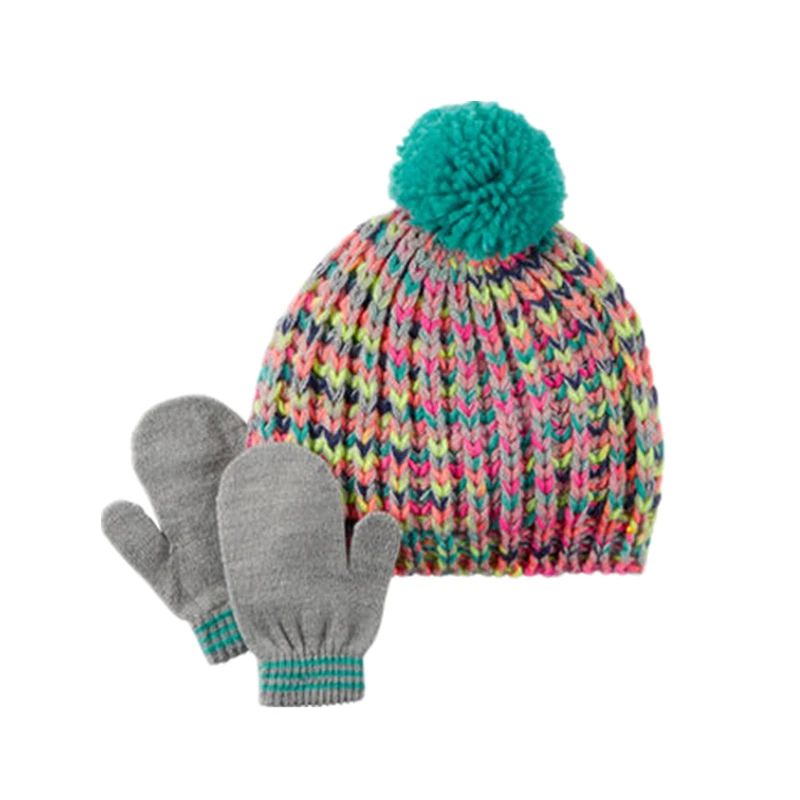 Orangemom/детский зимний комплект с шапкой, 3 предмета, тёплые вязаные шапки, детские шапки+ шарф+ перчатки, костюмы, детские теплые шапочки