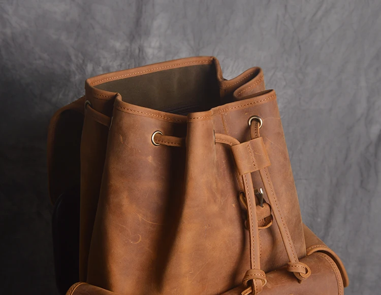Large Capacity of Woosir Women Men Genuine Leather Vintage Backpack