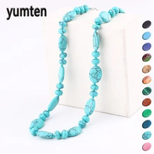 Yumten Crystal Necklace Women Stone Jewelry Men Female Choker Male Natural Power Gem Reiki Water Drops Statement Accessories yumten grey agate necklace female natural stone power crystal coin rainbow choker charm chain reiki women vintage jewelry men