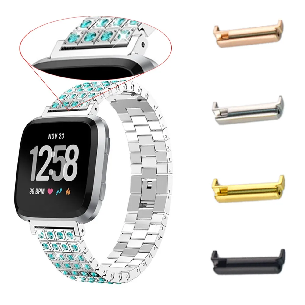 

Watch band Connector 1Pair Stainless Steel Strap band Connector adapter Buckle For Fitbit versa Jn.19