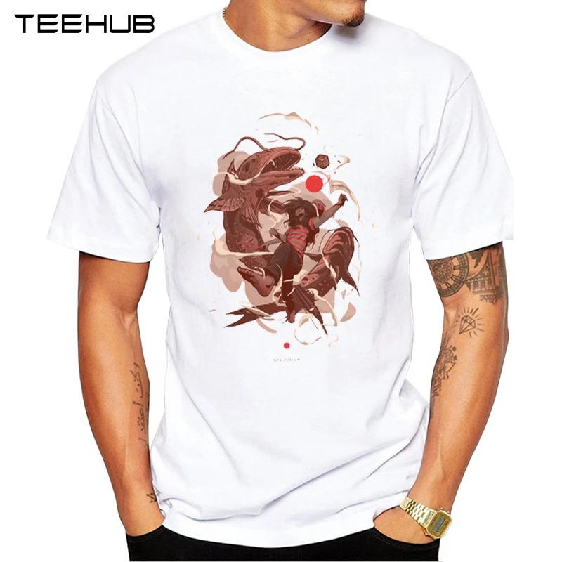 

TEEHUB New Fashion Bakunawa Men T-Shirt Fish Retro Printed Men Tee Shirts Short Sleeve Geek Tops