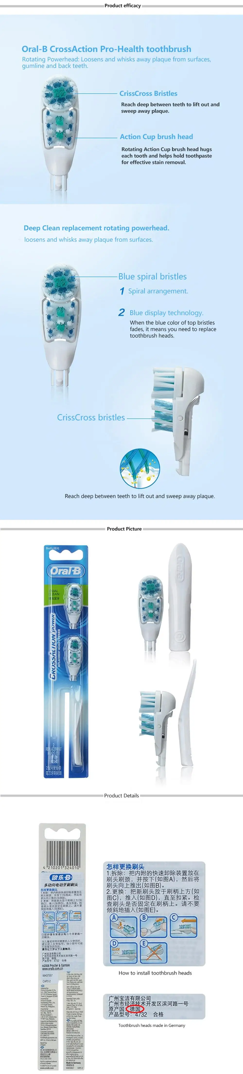 Зубная щетка OralB Dual Clean сменные насадки для зубных щеток CrossAction power насадки OralB насадки для зубных щеток OralB 2 насадки для зубных щеток