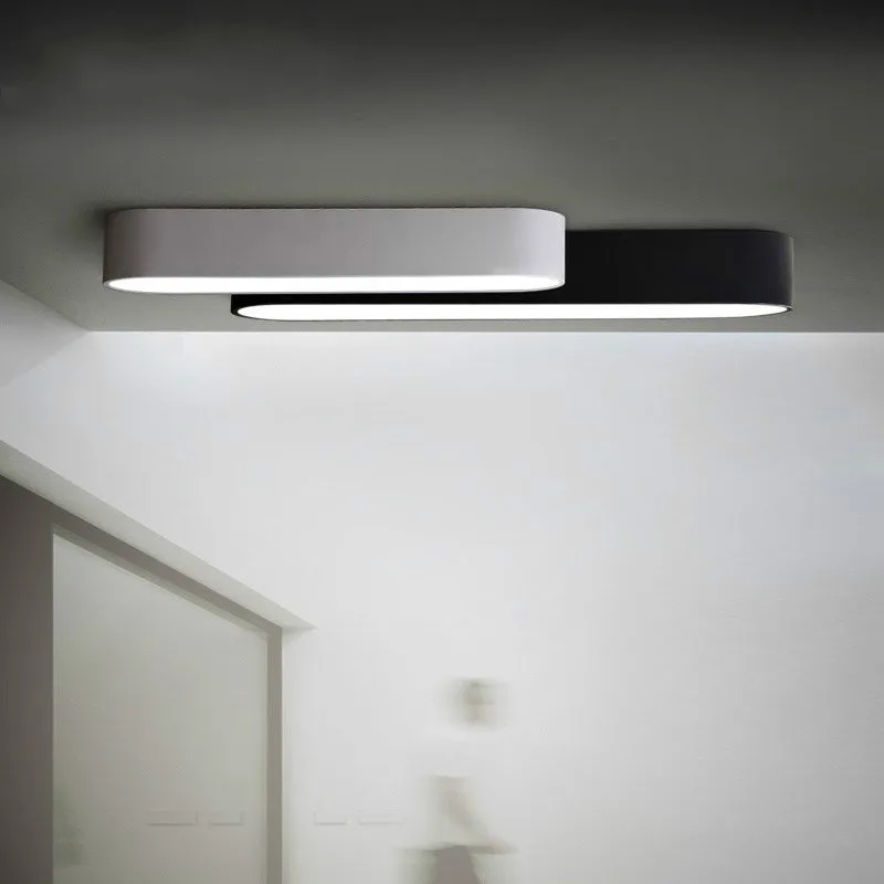 Long Strip Oval LED Ceiling Lighting Black White Corridor Bedroom Ceiling Lampara Modern Ceiling Light