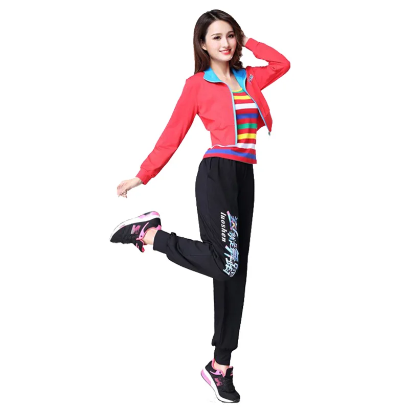 

plus size Woman's sets Korean Autumn winter tracksuit short coat sweatshirt trousers tshirt three-piece set women casual tide