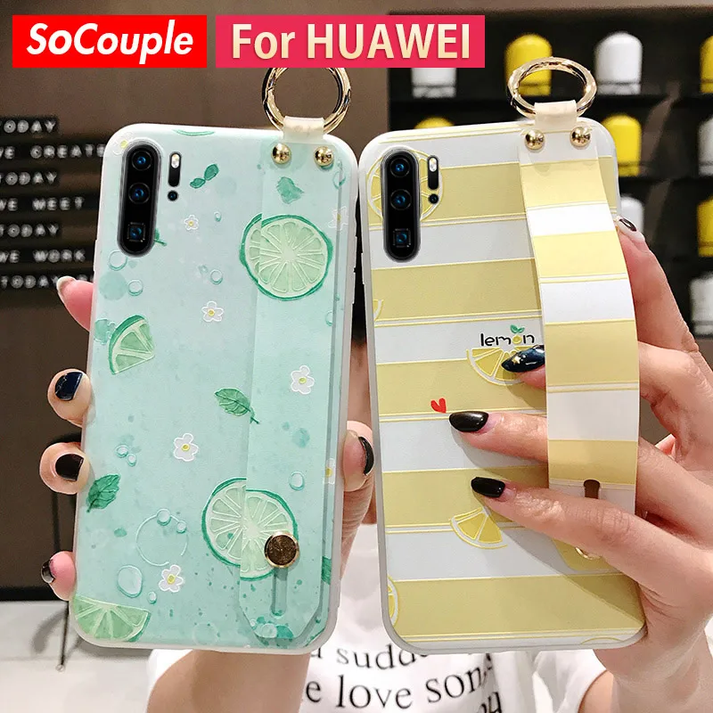 

SoCouple Soft TPU Phone Holder Case For Huawei P20 P30 Pro P10 Mate 10 20 30Lite Pro Honor 10 20 Nova 3i 5i Pro Wrist Strap Case