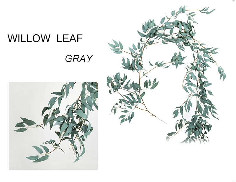 JAROWN Artificial Willow Leaf Plant Vine Wedding Ceiling Winding Layout Rattan Hotel Window Decorations Home Decor Fake Flowers (8)