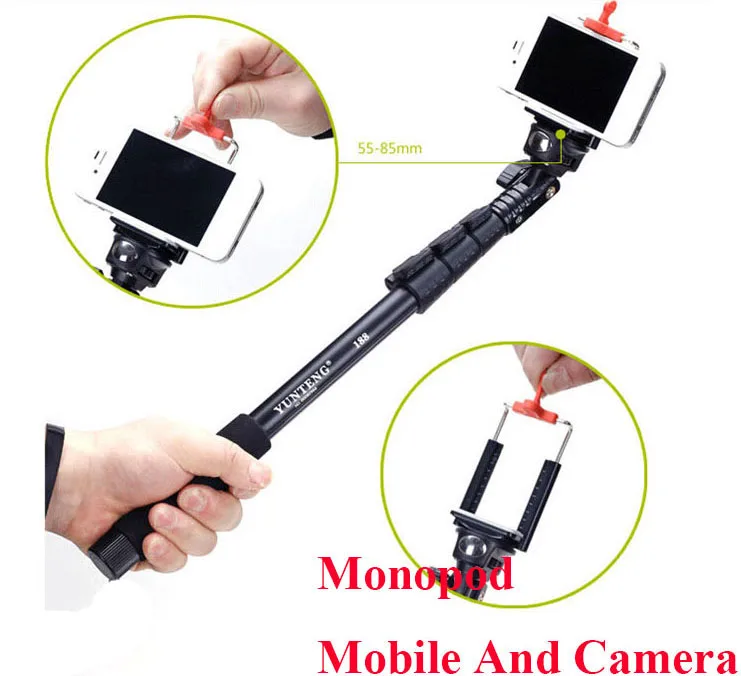Extendable Handheld Monopod Tripod Mount Adapter Camera Mobile Cell
